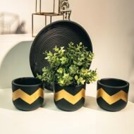 Modern Chevron Gold Terracotta Pot