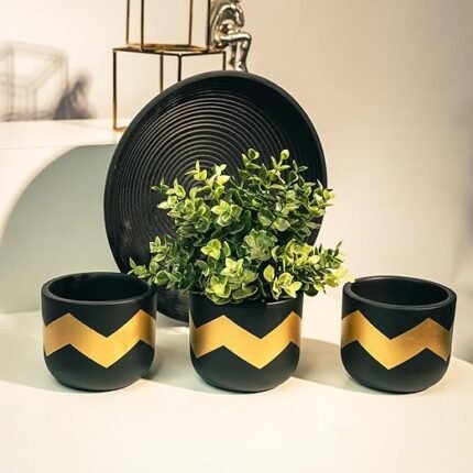 Modern Chevron Gold Terracotta Pot
