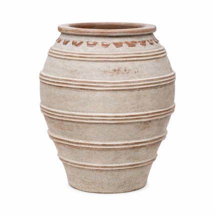 Ancient terracotta jar with notches